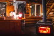The fire at Halfway Lodge will keep you cozy and warm